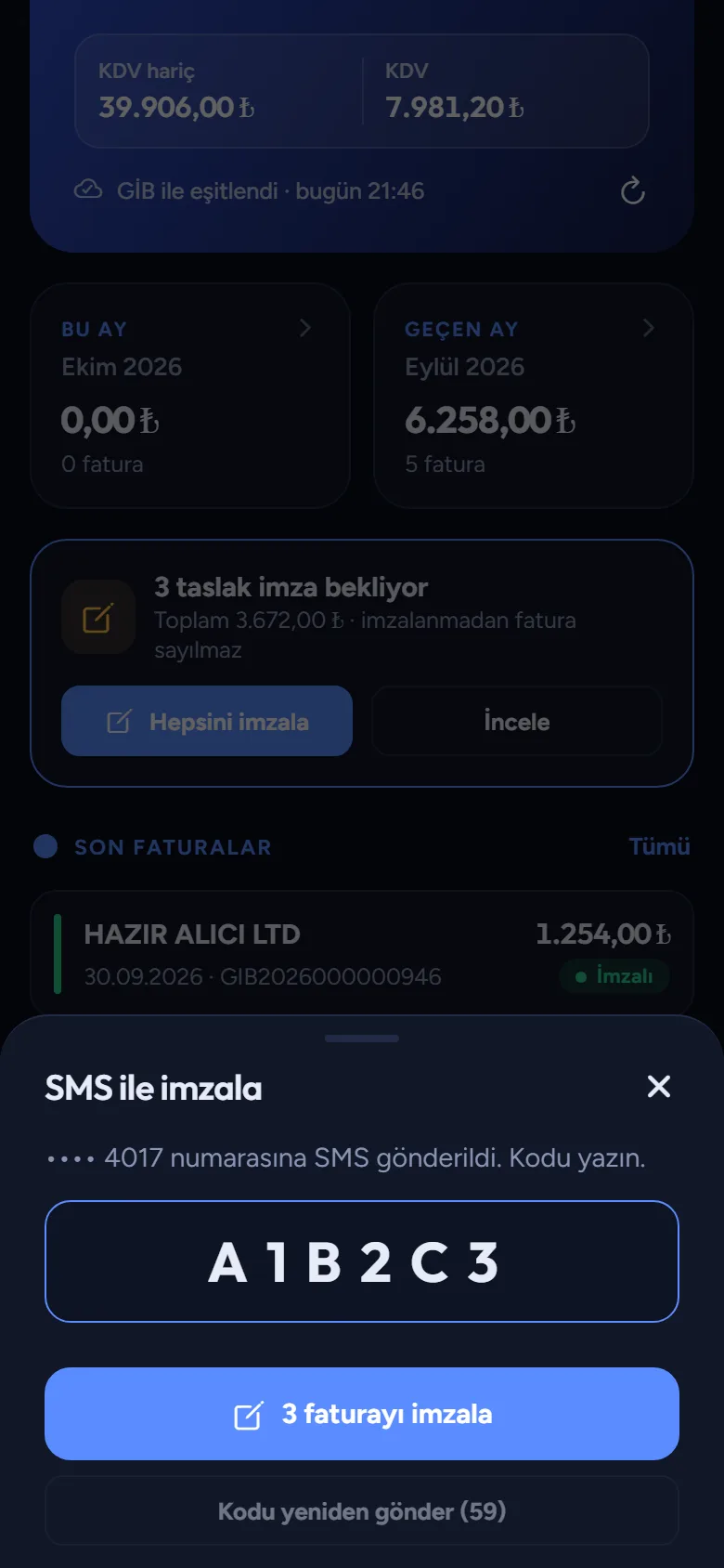 SMS ile imza: GİB'in gönderdiği kodla fatura imzalanır